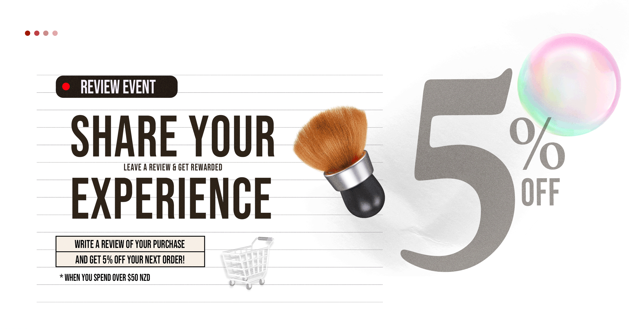 Event: Reveiw event 10% off, Share your Experience  Banner