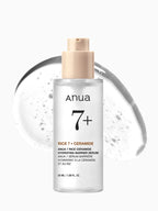 ANUA 7 Rice Ceramide Hydrating Barrier Serum 50ml bottle with a water drop background