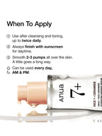 ANUA 7 Rice Ceramide Hydrating Barrier Serum 50ml usage instructions on application timing and frequency.