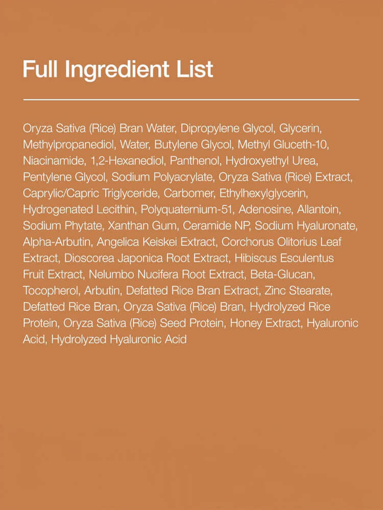 Full ingredient list for ANUA 7 Rice Ceramide Hydrating Barrier Serum 50ml showing rice and ceramide components.