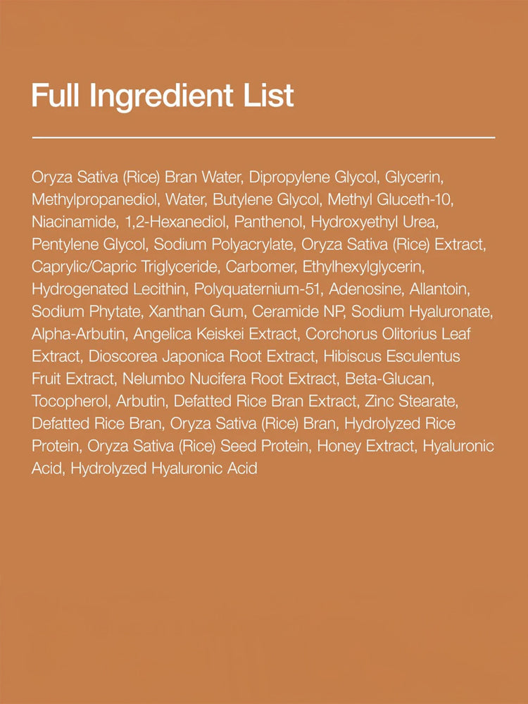 Full ingredient list for ANUA 7 Rice Ceramide Hydrating Barrier Serum 50ml showing rice and ceramide components.