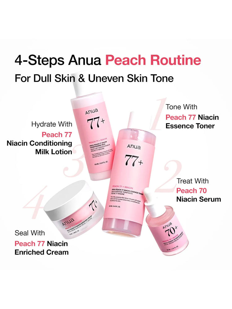 4-Steps Anua Peach Routine for Dull Skin & Uneven Skin Tone featuring ANUA Peach 70 Niacin Serum 30ml.