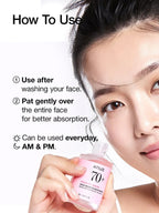 ANUA Peach 70 Niacin Serum 30ml usage instructions for better skin absorption.