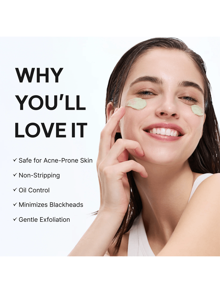 ARENCIA Fresh Green Rice Mochi Cleanser benefits for acne-prone skin with gentle exfoliation and blackhead minimization.