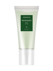 AROMATICA Rosemary Scalp Scrub 165ml tube with a fresh green design, ideal for cleansing and refreshing hair and scalp.
