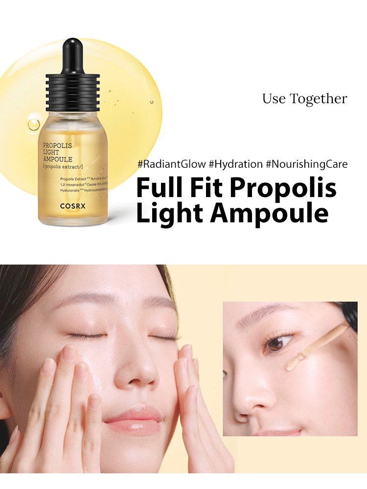COSRX Full Fit Propolis Light Ampoule promoting hydration and nourishment for radiant skin