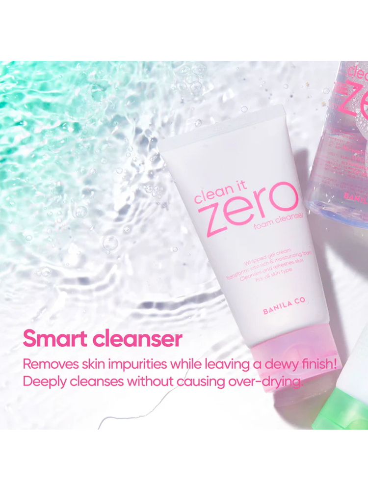 BANILACO Clean It Zero Foam Cleanser removes impurities while hydrating skin, delivering a refreshing clean feel.