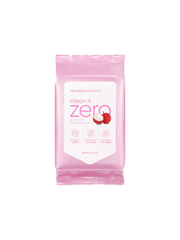 BANILACO Clean It Zero Lychee Vita Cleansing Tissue packaging on a pink backdrop for easy makeup removal.