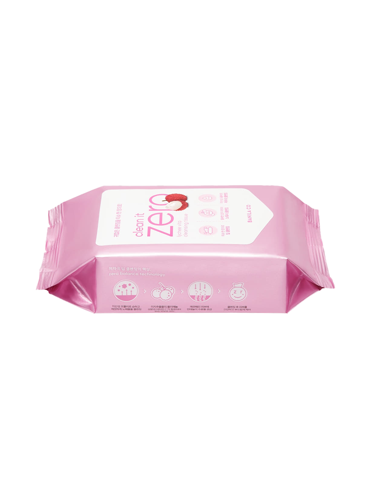 BANILACO Clean It Zero Lychee Vita Cleansing Tissue packaging in pink with cleansing details.