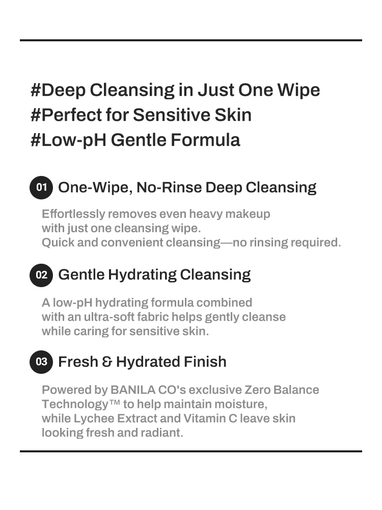 BANILACO Clean It Zero Lychee Vita Cleansing Tissue benefits including deep cleansing and hydration for sensitive skin.