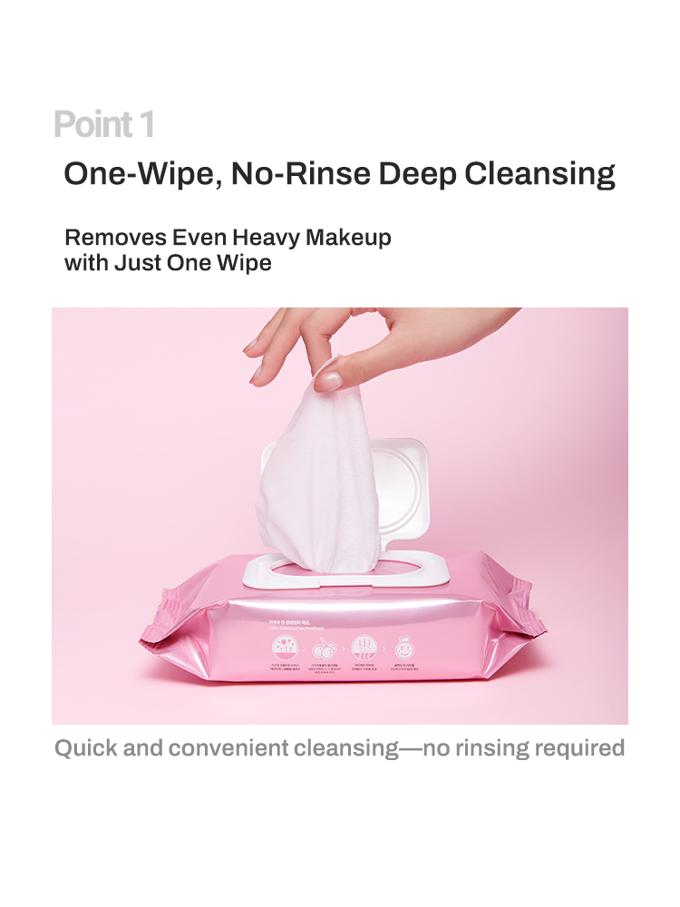 BANILACO Clean It Zero Lychee Vita Cleansing Tissue, one-wipe deep cleansing removes heavy makeup effortlessly.