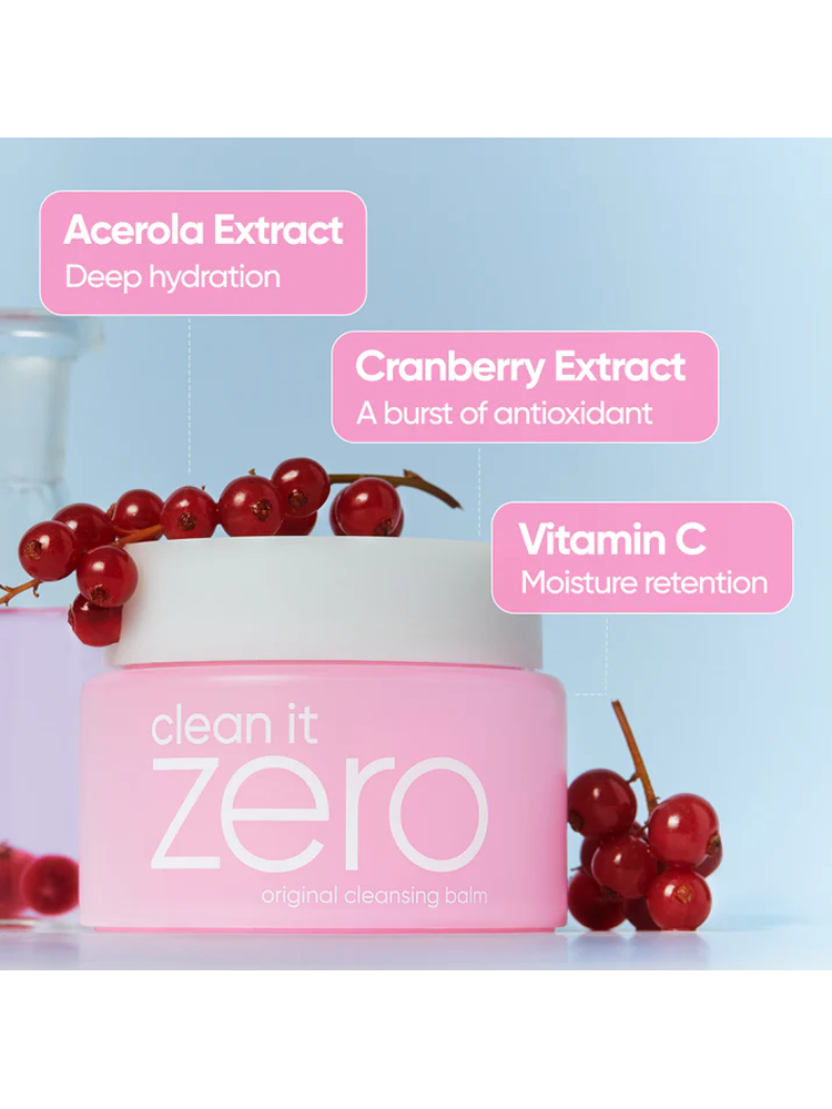 BANILACO Clean It Zero Original Cleansing Balm with Acerola and Cranberry extract for deep hydration and antioxidants.