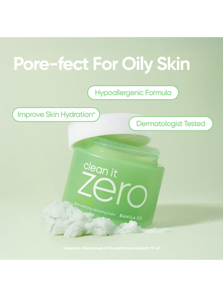 BANILACO Clean it Zero Pore Clarifying Cleansing Balm in green jar for oily skin, hypollergenic and dermatologist tested.