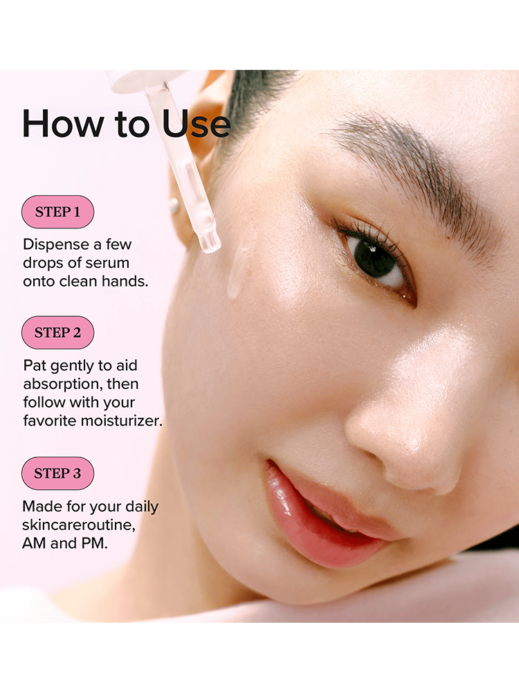 How to use BEAUTY OF JOSEON Pore Firming Serum Red Bean PDRN: Step 1 dispense, Step 2 pat, Step 3 follow with moisturizer.