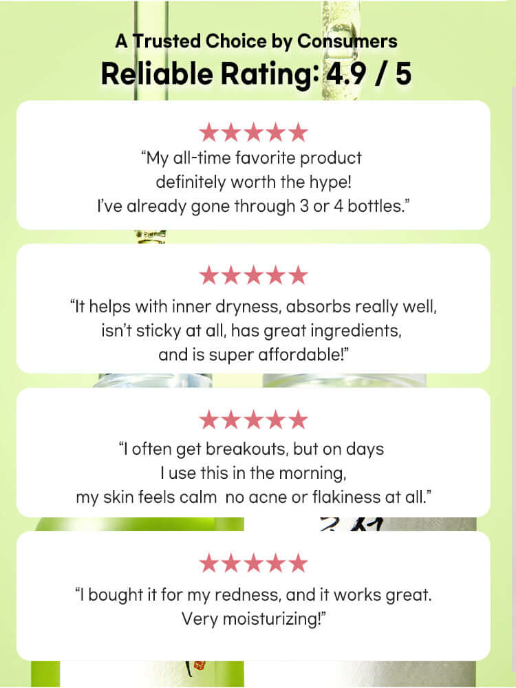Beauty of Joseon Calming Serum consumer reviews highlighting high ratings and positive feedback on effectiveness.