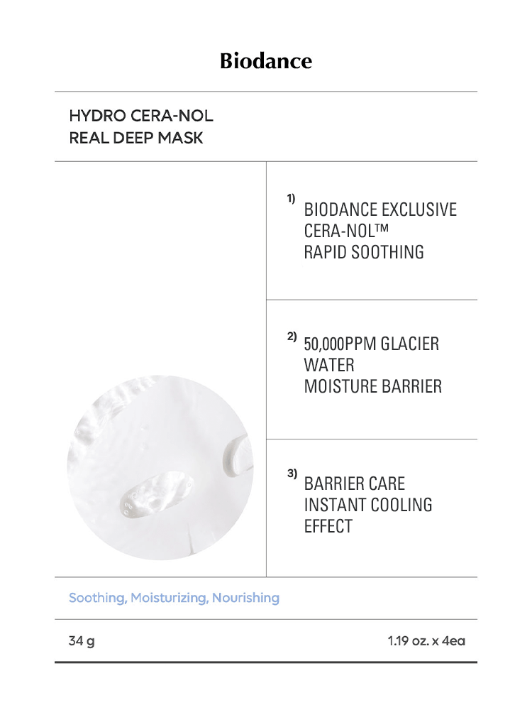 BIODANCE Hydro Cera-nol Real Deep Mask 34g #4pcs