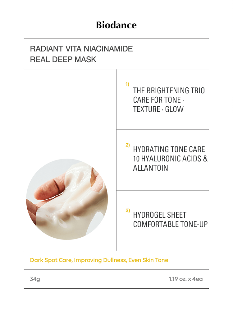 BIODANCE Radiant Vita Niacinamide Real Deep Mask 34g #4ea