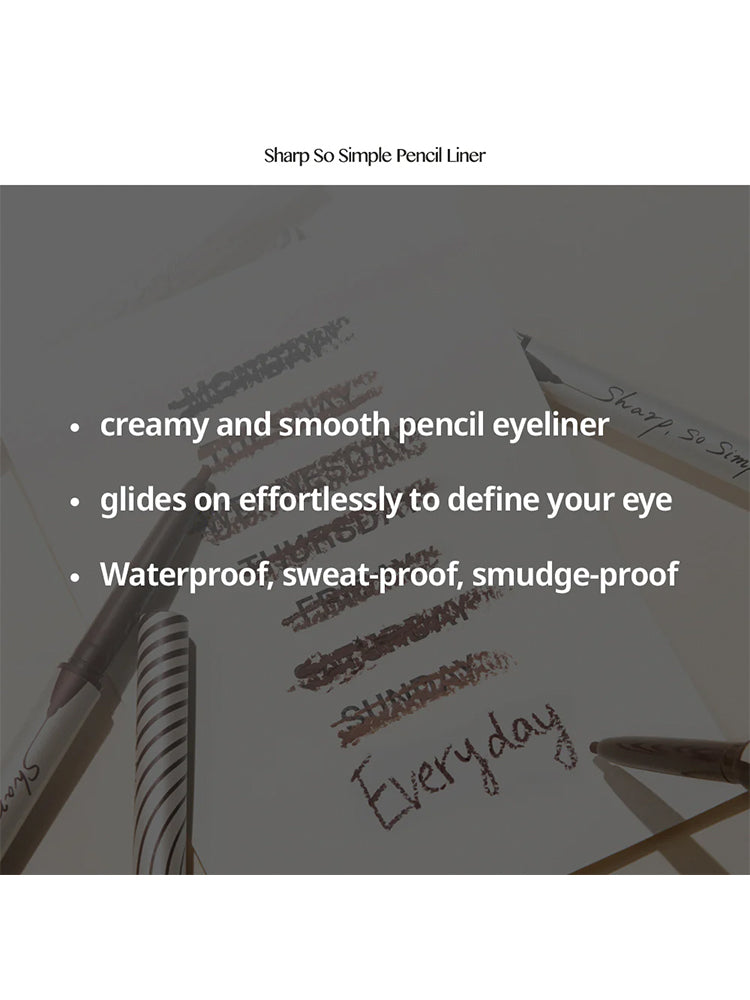 CLIO Sharp So Simple Waterproof Pencil Liner features creamy and smooth texture, waterproof and smudge-proof for effortless application.