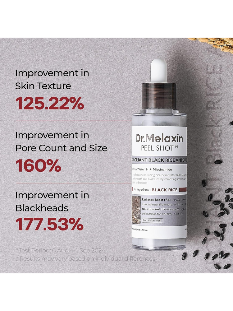 Dr.MELAXIN Peel Shot Exfoliating Black Rice Ampoule 80ml