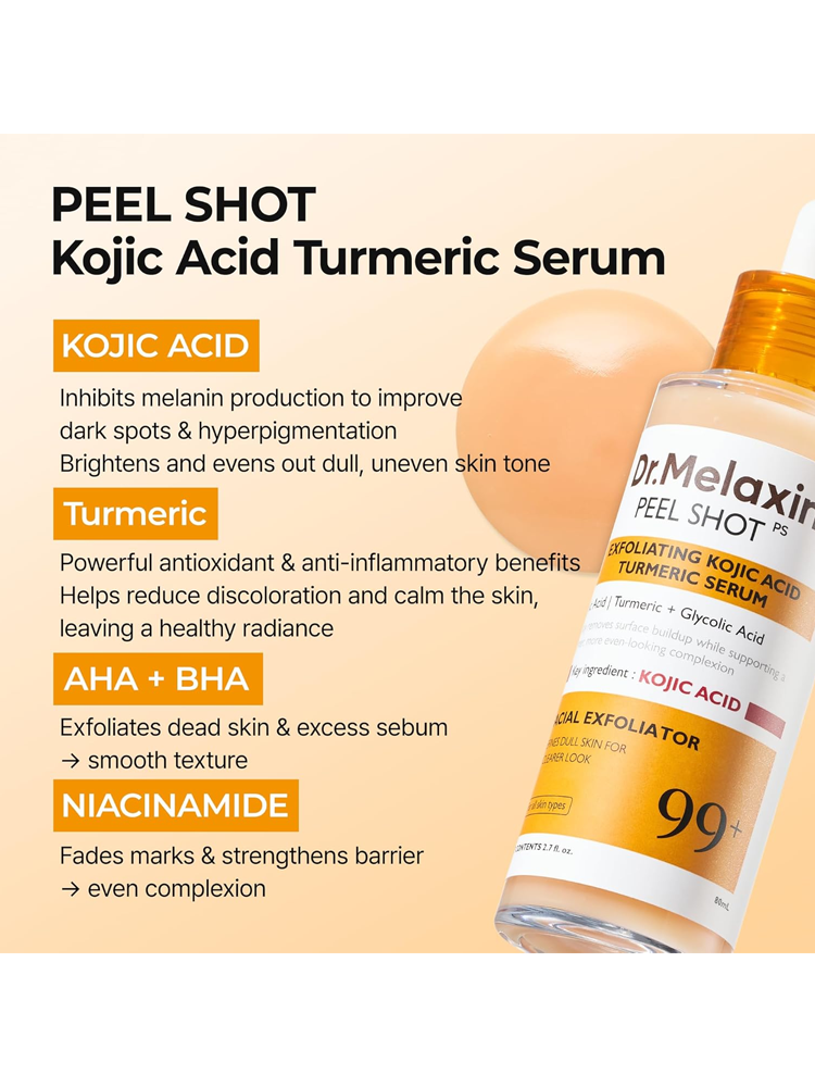 Dr.MELAXIN Peel Shot Exfoliating Kojic Acid Turmeric Serum 80ml