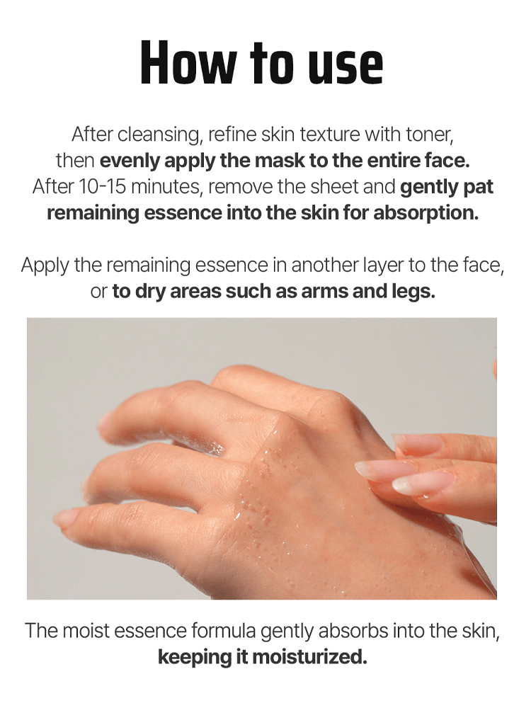 Instructions on how to use EUNYUL Purity Mask for skin hydration and care.
