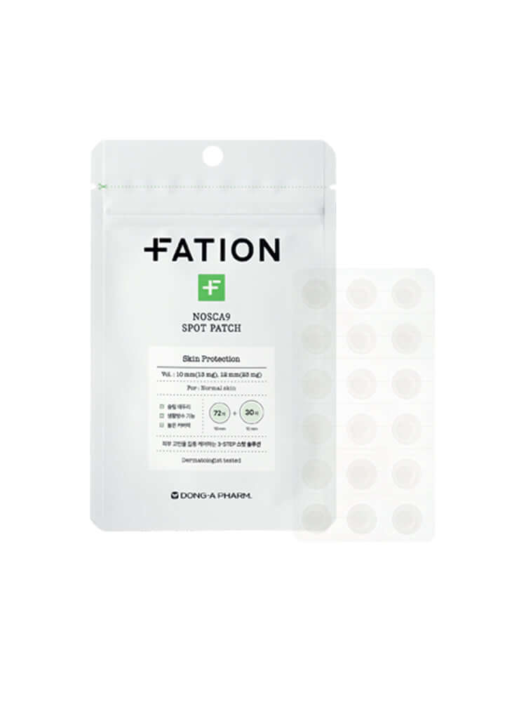 FATION Nosca9 Spot Patch 102ea in packaging with clear patches for targeted skin care.
