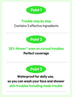 FATION Nosca9 Spot Patch 102ea highlights key benefits: triple-action care, 25% thinner, waterproof for daily use.