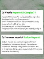 Q&A about Heparin RX Complex™ and Sodium Heparin for sensitive, trouble-prone skin benefits.
