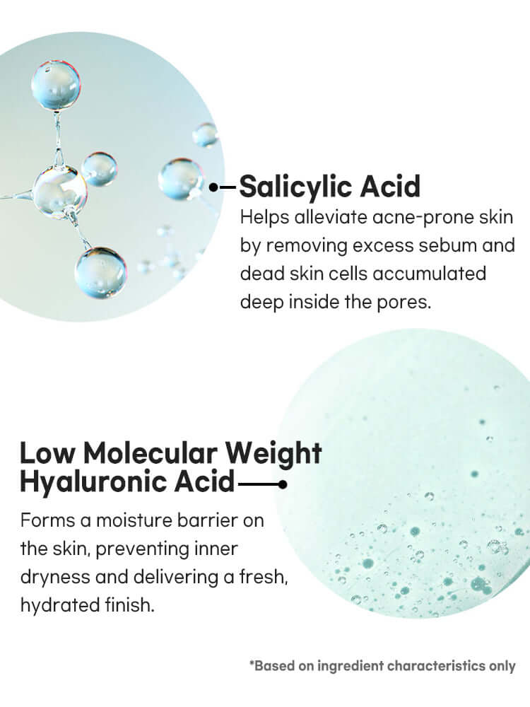 Ingredients of FATION Nosca9 Trouble Cleansing Foam 150ml including Salicylic Acid and Low Molecular Weight Hyaluronic Acid.