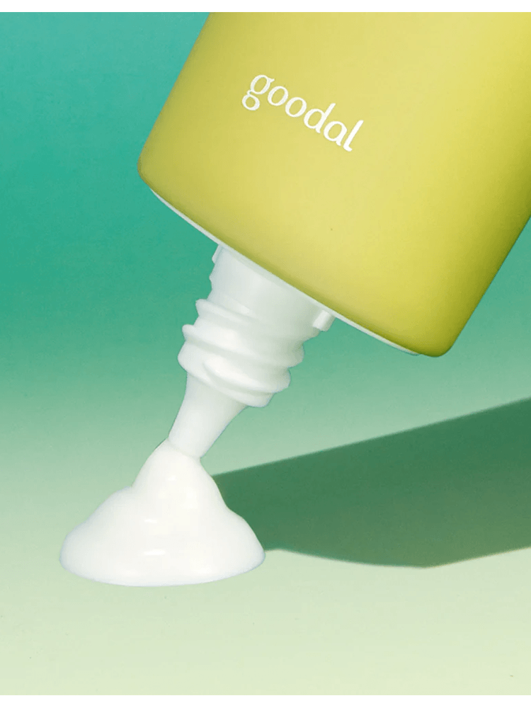 GOODAL Houttuynia Cordata Calming Moisture Sun Cream 50ml dispensing cream from a bottle
