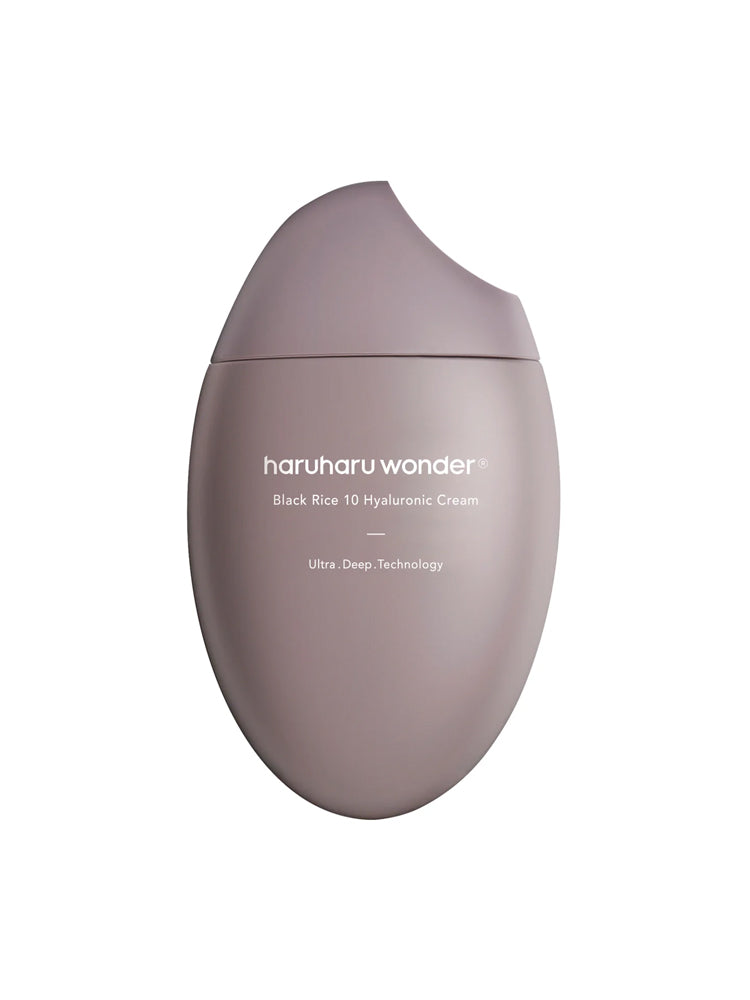 HARUHARU WONDER Black Rice 10 Hyaluronic Cream 50ml in an elegant grey container for deep hydration.