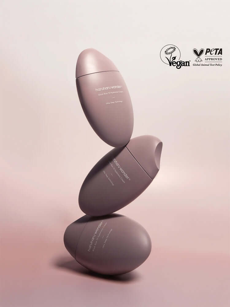 HARUHARU WONDER Black Rice 10 Hyaluronic Cream 50ml in stacked, elegant packaging showcasing a modern skincare design.