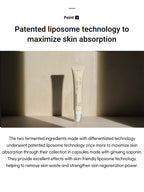 Patented liposome technology to maximize skin absorption with a tube showcasing ginseng saponin benefits.