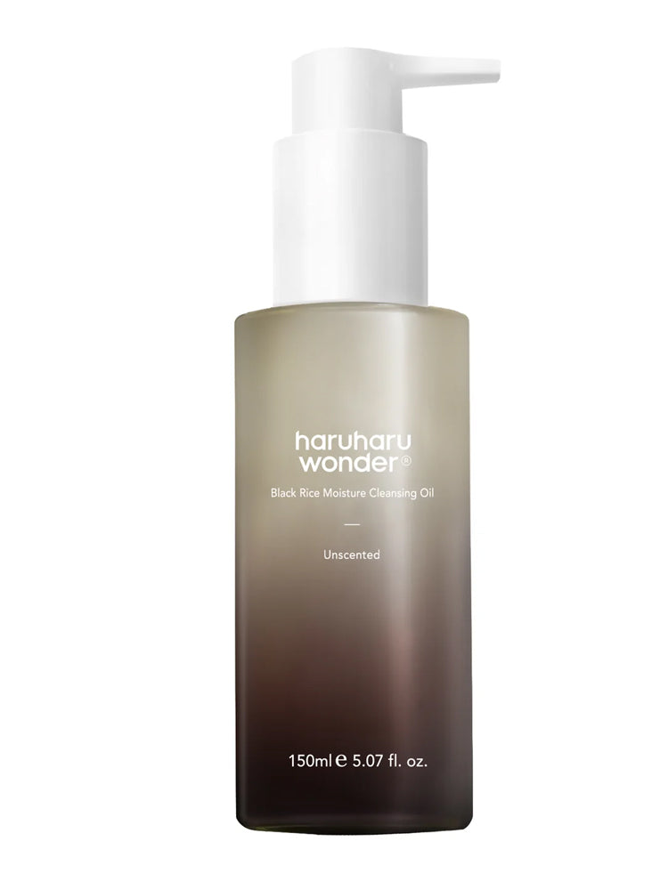 HARUHARU WONDER Black Rice Moisture Deep Cleansing Oil 150ml bottle with pump, unscented, gentle cleansing formula.