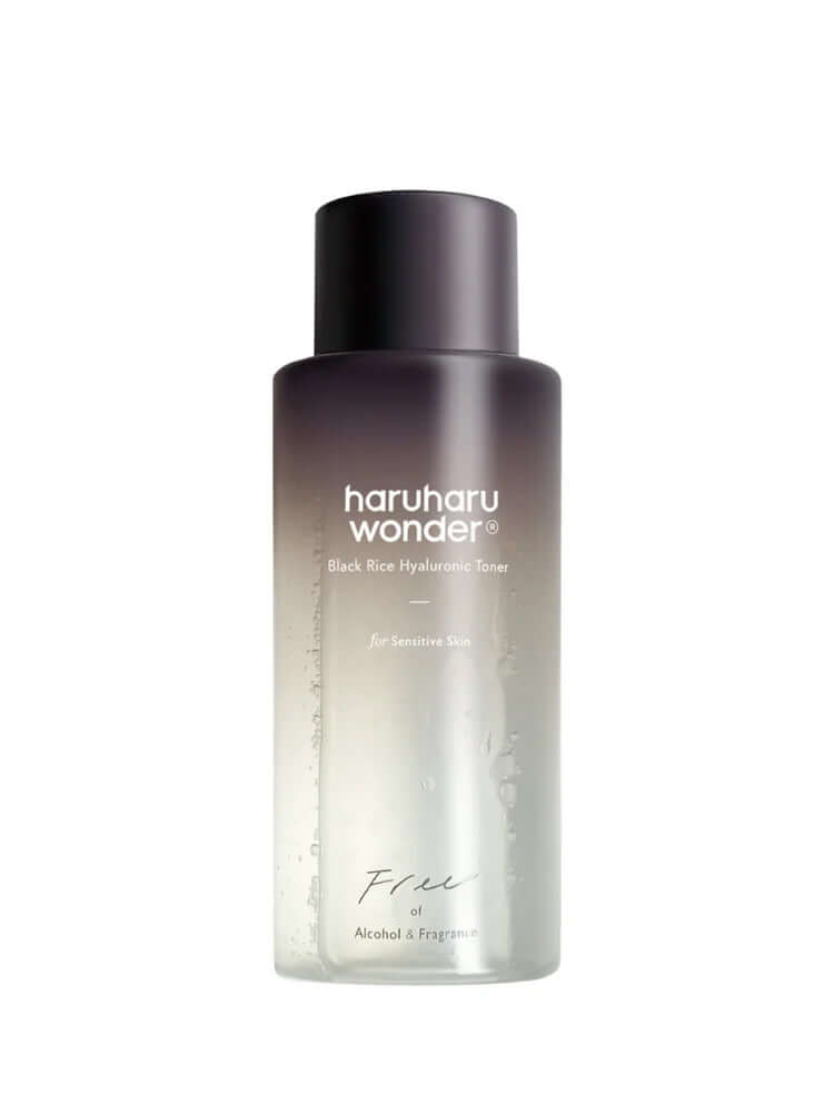 HARUHARU WONDER Black Rice Hyaluronic Toner 150ml in a sleek bottle for sensitive skin, providing hydration and moisture support.