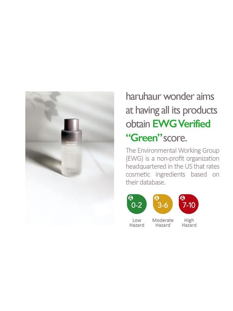 HARUHARU WONDER Black Rice Hyaluronic Toner 150ml EWG Verified score with low hazard rating and product details.