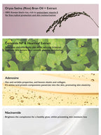 Ingredients for HARUHARU WONDER Black Rice Moisture Airyfit Daily Sunscreen 50ml, including rice extract, ceramide, adenosine, and niacinamide.