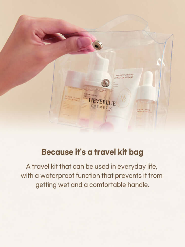 HEVEBLUE Salmon Caring Centella Special Travel Kit Bag