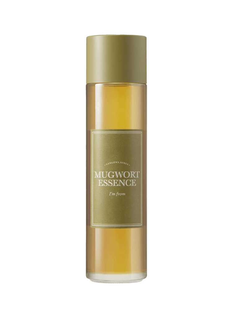 I'M FROM Mugwort Essence 150ml bottle with green cap, designed for calming and refreshing sensitive skin.