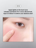 LILYBYRED Luv Beam Cheek Mousse 3.8g application instructions on cheeks for a vibrant look