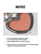LILYBYRED Luv Beam Cheek Mousse 3.8g product notice about formula and storage recommendations.