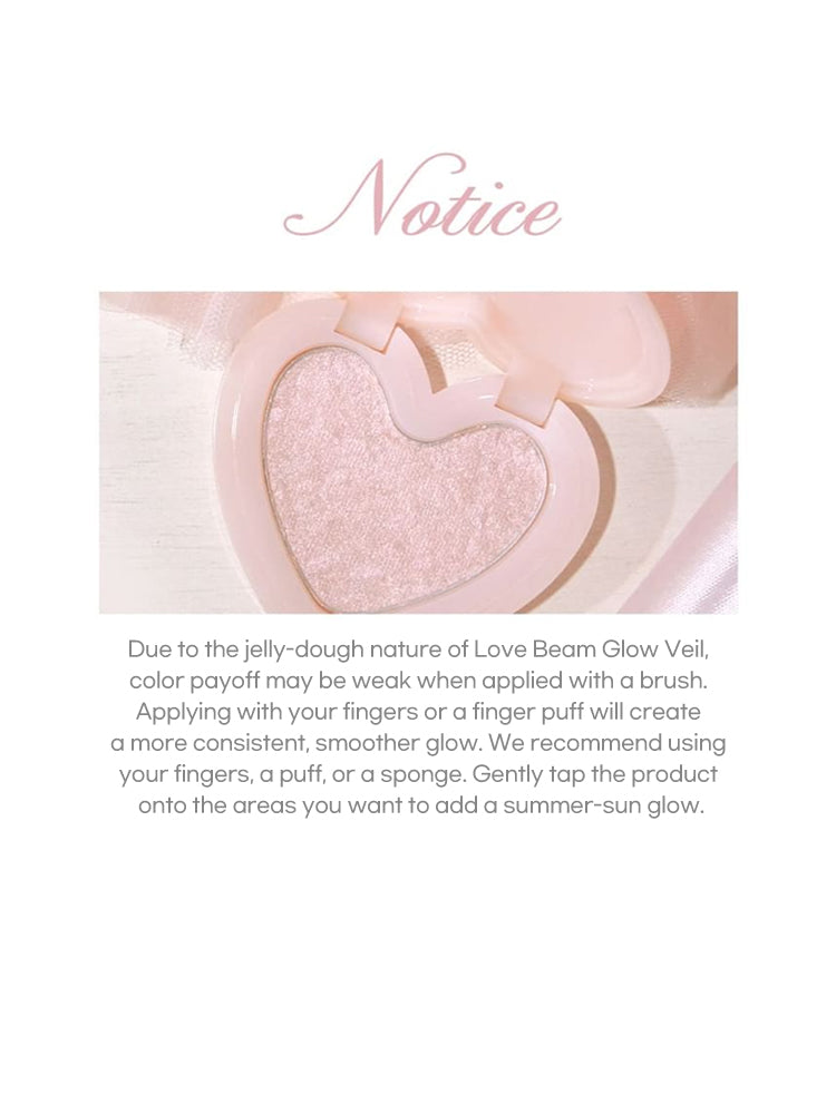 LILYBYRED [Pink Closet Edition] Luv Beam Glow Veil notice on application tips for best glow results.