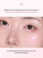 LILYBYRED [Pink Closet Edition] Luv Beam Glow Veil on luminous skin showcasing three-dimensional facial effects.