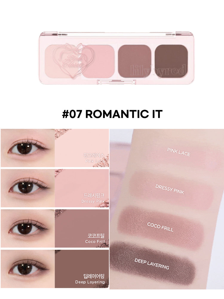 LILYBYRED [Pink Closet Edition] Mood It Palette featuring pink shades and swatches for soft eye looks.