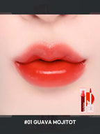 LILYBYRED Juicy Liar Water Tint 4.8g displayed on vibrant lips with a fresh, juicy Guava Mojito tint.