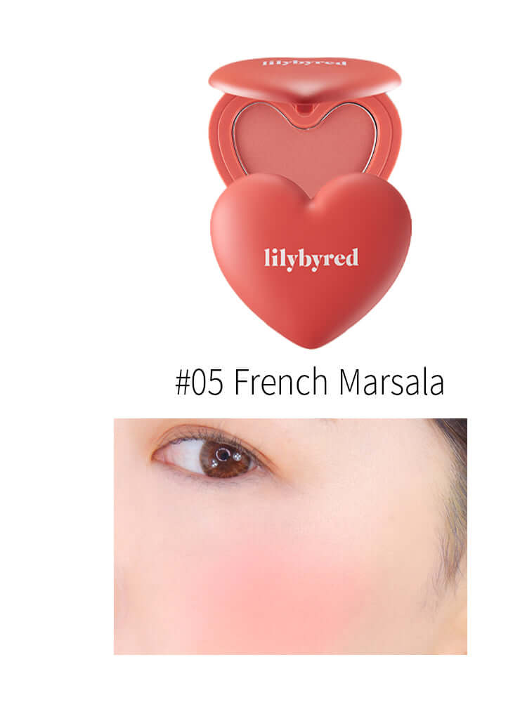 LILYBYRED Luv Beam Cheek 4.7g #05 French Marsala heart-shaped blush compact with soft color.