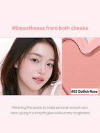 LILYBYRED Luv Beam Cheek 4.7g in Dollish Rose, showcasing smooth, radiant skin with fine pearl particles for a flawless glow.