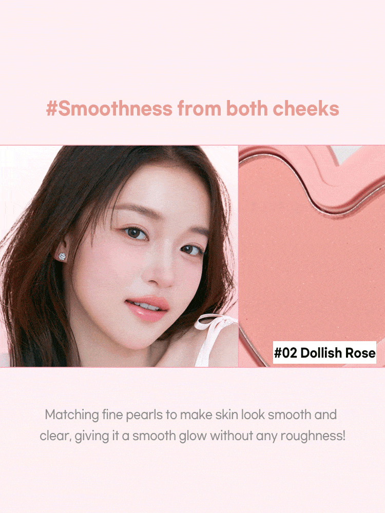 LILYBYRED Luv Beam Cheek 4.7g in Dollish Rose, showcasing smooth, radiant skin with fine pearl particles for a flawless glow.