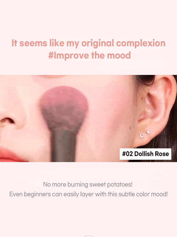 LILYBYRED Luv Beam Cheek 4.7g application with brush on cheek for radiant, natural look in Dollish Rose shade.