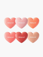 LILYBYRED Luv Beam Cheek 4.7g six heart-shaped blush compacts in various pastel shades.